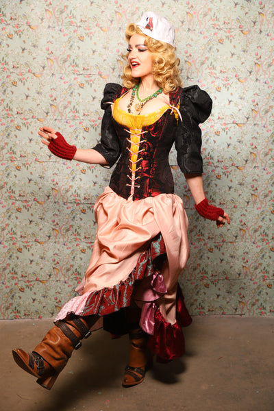 Ragtag Ruffle Skirt in Pink Patchwork - March of the Ides Collection