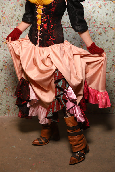 Ragtag Ruffle Skirt in Pink Patchwork - March of the Ides Collection