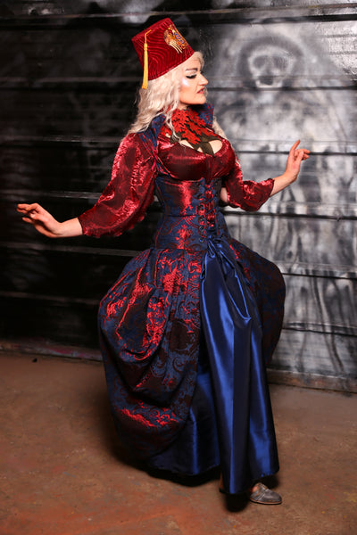 Queenie Corseted Coat with Petite Vixen Base in Spiderman Medallion - “13 Days of Halloween 2024” Day 13