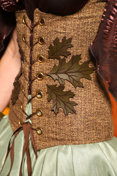 Vixen Corset in Grain Thread w/Leaf Applique - "The Knotty Wood" Collection
