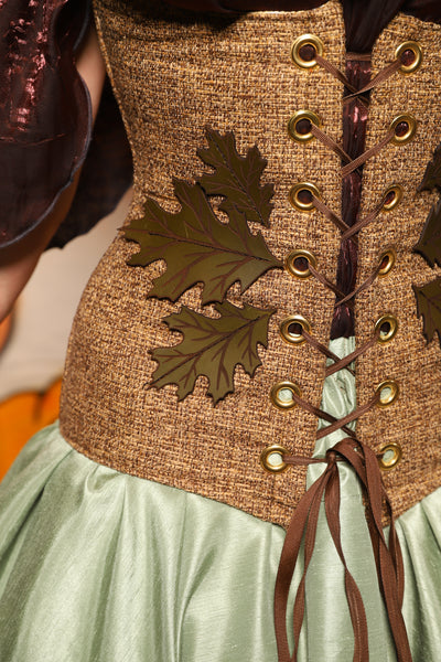 Vixen Corset in Grain Thread w/Leaf Applique - "The Knotty Wood" Collection