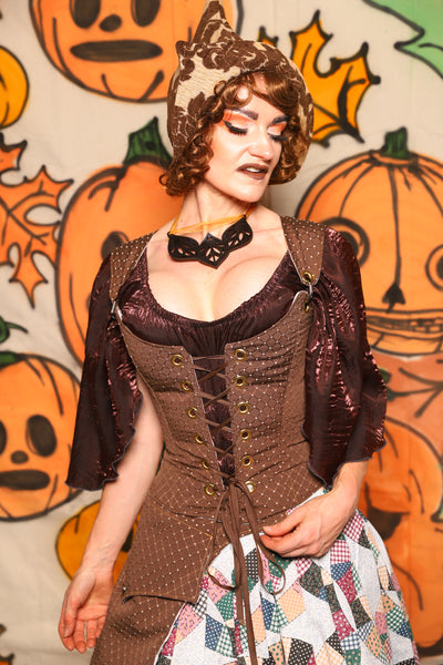 Maiden Bodice in Brown Dot - "The Knotty Wood" Collection
