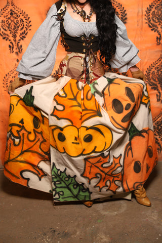 HAND-PAINTED one-of-a-kind Canvas Wrap-Around Skirt in "Garden Wall"