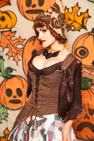Maiden Bodice in Brown Dot - "The Knotty Wood" Collection