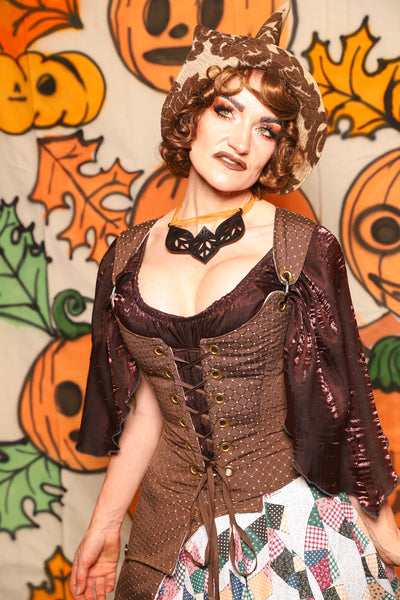 Maiden Bodice in Brown Dot - "The Knotty Wood" Collection
