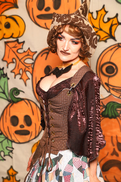 Maiden Bodice in Brown Dot - "The Knotty Wood" Collection