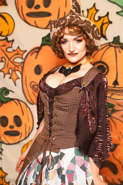 Maiden Bodice in Brown Dot - "The Knotty Wood" Collection