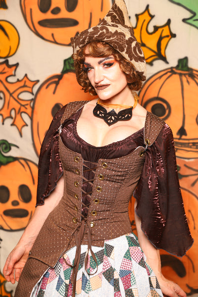 Maiden Bodice in Brown Dot - "The Knotty Wood" Collection