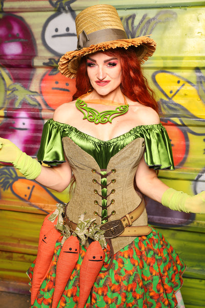 19. Crossfire Overbust *Base Corset ONLY* in Botanical Thread Green - The Hoedown Throwdown Collection