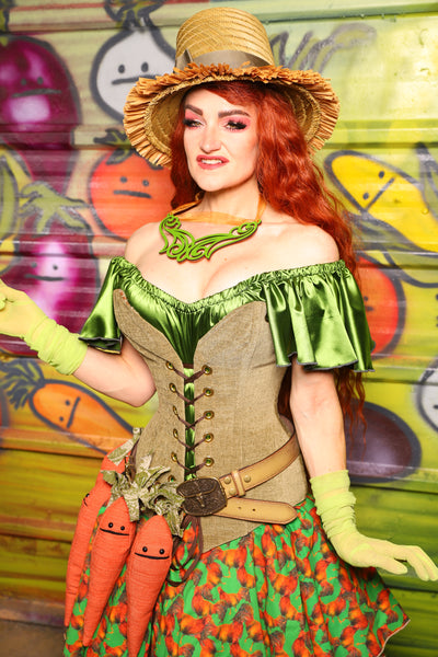 19. Crossfire Overbust *Base Corset ONLY* in Botanical Thread Green - The Hoedown Throwdown Collection