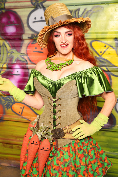 19. Crossfire Overbust *Base Corset ONLY* in Botanical Thread Green - The Hoedown Throwdown Collection