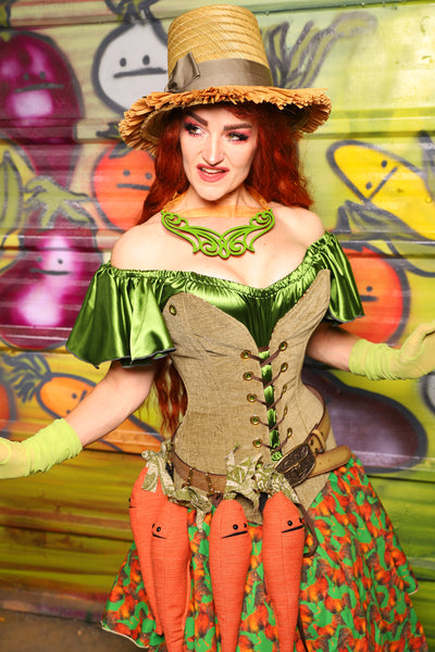 19. Crossfire Overbust *Base Corset ONLY* in Botanical Thread Green - The Hoedown Throwdown Collection