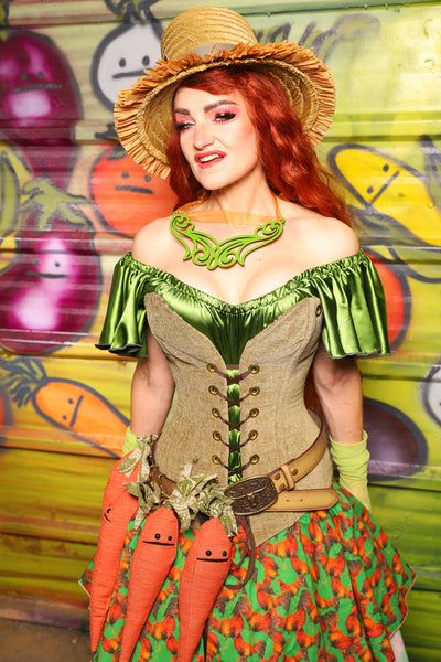 19. Crossfire Overbust *Base Corset ONLY* in Botanical Thread Green - The Hoedown Throwdown Collection