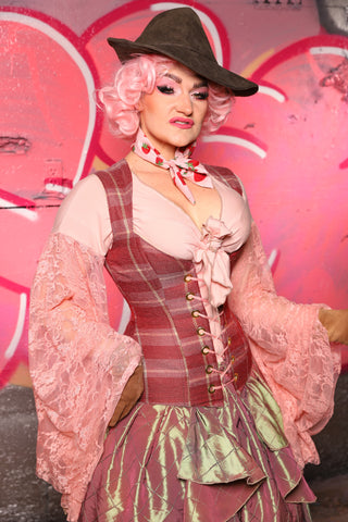 Damsel Corset in Strawberries & Cream Plaid #12 - The "Scrumptious Collection"