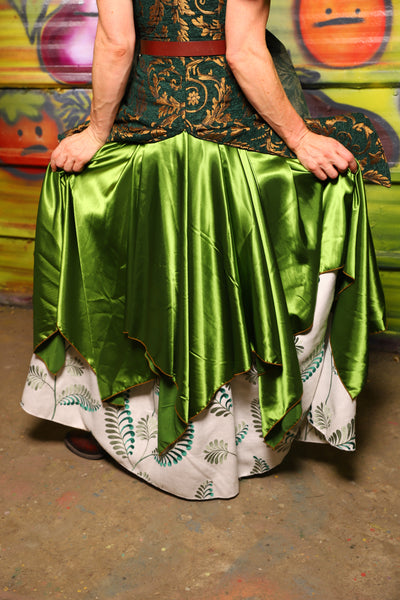 11. Fairy Skirt in Sunlit Moss Shiny Satin - The Hoedown Throwdown Collection