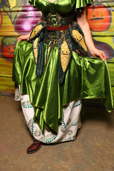 11. Fairy Skirt in Sunlit Moss Shiny Satin - The Hoedown Throwdown Collection