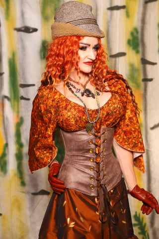 Wench Corset in Chestnut Faux Leather - Harvest & Hayrides Collection