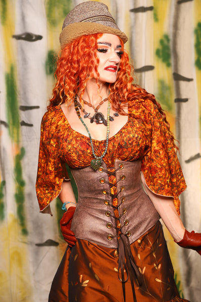 Wench Corset in Chestnut Faux Leather - Harvest & Hayrides Collection