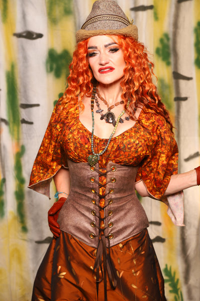 Wench Corset in Chestnut Faux Leather - Harvest & Hayrides Collection