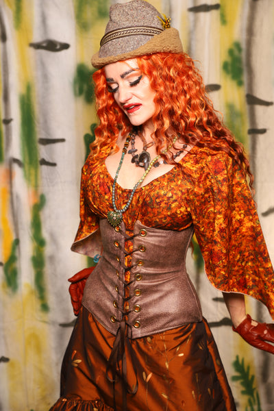 Wench Corset in Chestnut Faux Leather - Harvest & Hayrides Collection