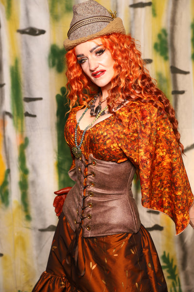 Wench Corset in Chestnut Faux Leather - Harvest & Hayrides Collection