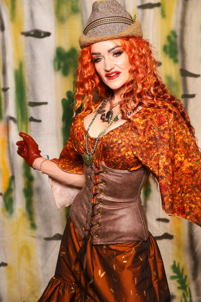 Wench Corset in Chestnut Faux Leather - Harvest & Hayrides Collection