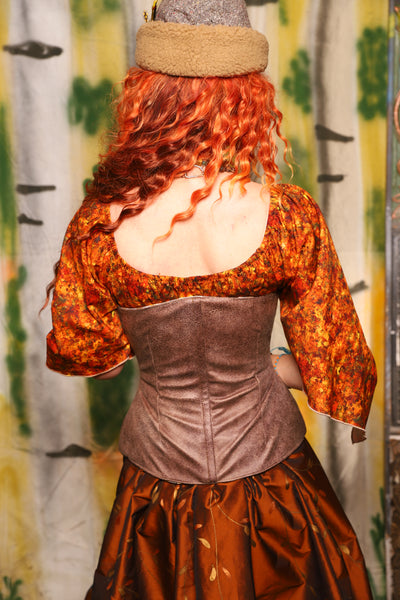 Wench Corset in Chestnut Faux Leather - Harvest & Hayrides Collection