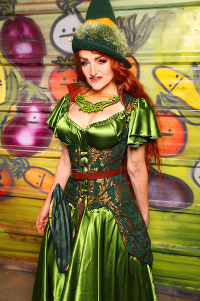 21. Petite Peacock Vixen in Emerald & Gold Vine - The Hoedown Throwdown Collection