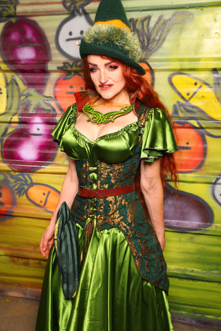 21. Petite Peacock Vixen in Emerald & Gold Vine - The Hoedown Throwdown Collection