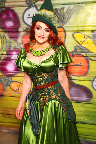 21. Petite Peacock Vixen in Emerald & Gold Vine - The Hoedown Throwdown Collection