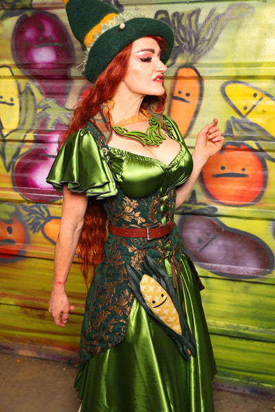 21. Petite Peacock Vixen in Emerald & Gold Vine - The Hoedown Throwdown Collection