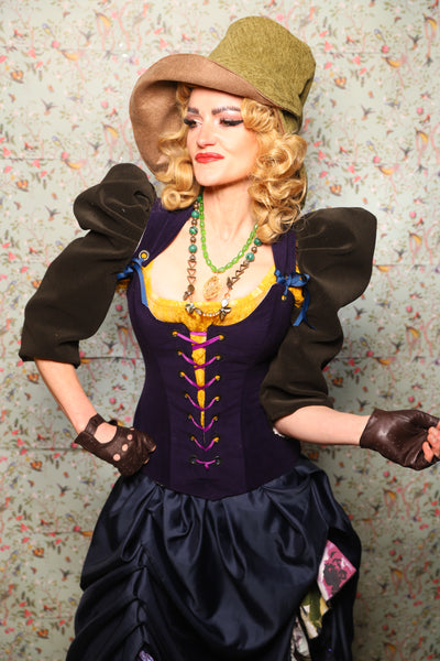 42. Marie Bodice Overbust in Blackberry Jam Velvet - March of the Ides Collection