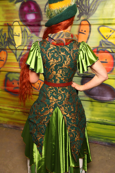 21. Petite Peacock Vixen in Emerald & Gold Vine - The Hoedown Throwdown Collection