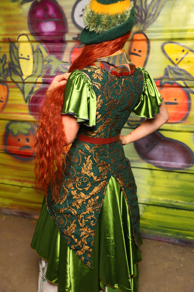 21. Petite Peacock Vixen in Emerald & Gold Vine - The Hoedown Throwdown Collection