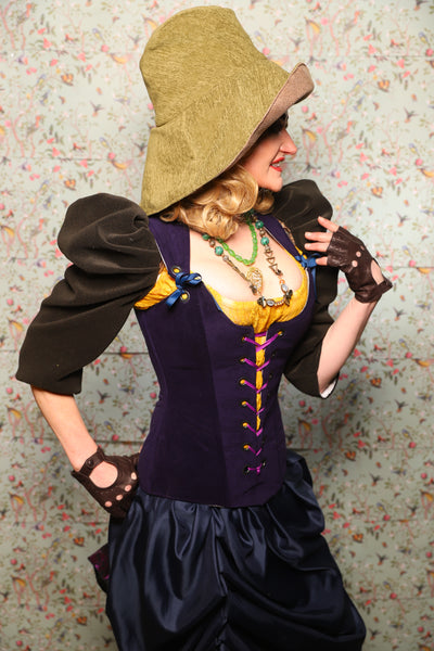 42. Marie Bodice Overbust in Blackberry Jam Velvet - March of the Ides Collection