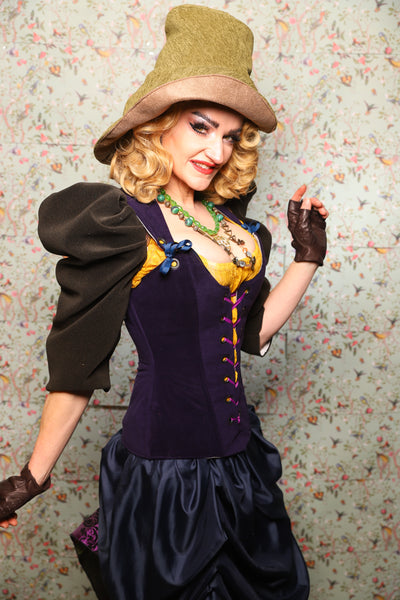 42. Marie Bodice Overbust in Blackberry Jam Velvet - March of the Ides Collection