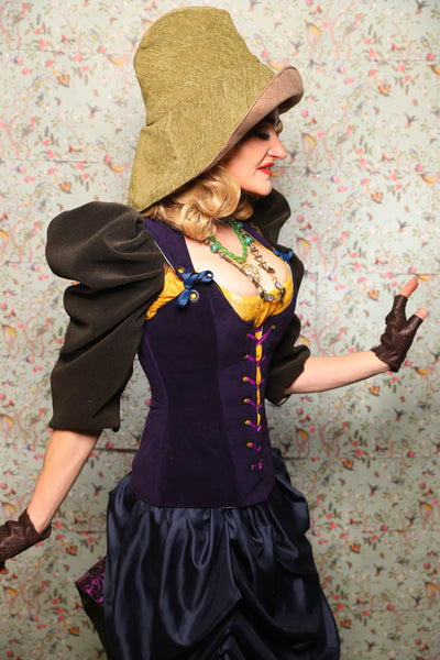 42. Marie Bodice Overbust in Blackberry Jam Velvet - March of the Ides Collection