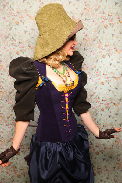 42. Marie Bodice Overbust in Blackberry Jam Velvet - March of the Ides Collection