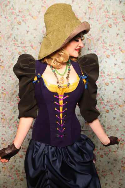 42. Marie Bodice Overbust in Blackberry Jam Velvet - March of the Ides Collection
