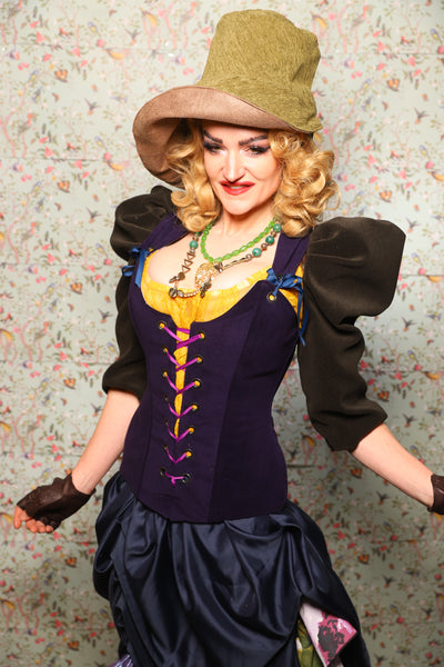 42. Marie Bodice Overbust in Blackberry Jam Velvet - March of the Ides Collection
