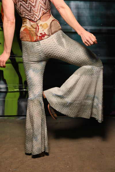Bell Bottoms in Sage Swamp Textured Knit - The Gilded Galaxy Collection
