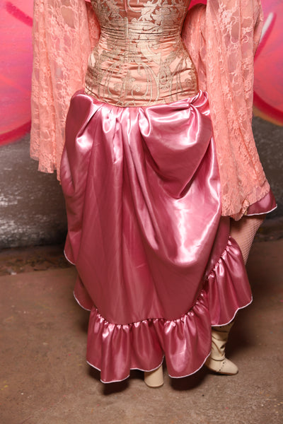 Swoon Skirt with Ruffle in Pink Berry Satin #45 - The Scrumptious Collection