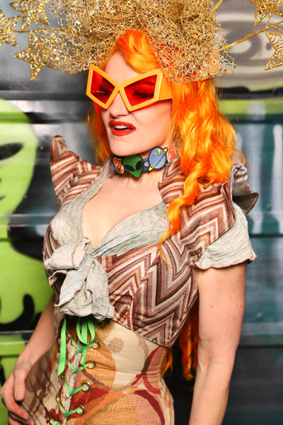 Cropped Faerie Corset in Sedona Stripes - The Gilded Galaxy Collection
