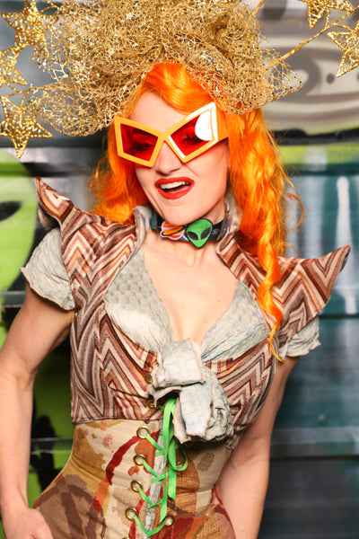 Cropped Faerie Corset in Sedona Stripes - The Gilded Galaxy Collection