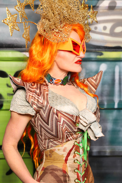 Cropped Faerie Corset in Sedona Stripes - The Gilded Galaxy Collection