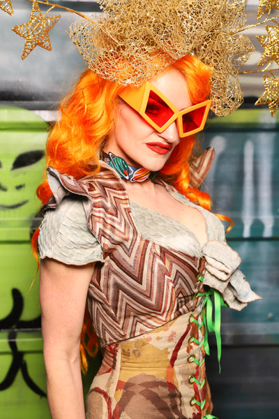 Cropped Faerie Corset in Sedona Stripes - The Gilded Galaxy Collection