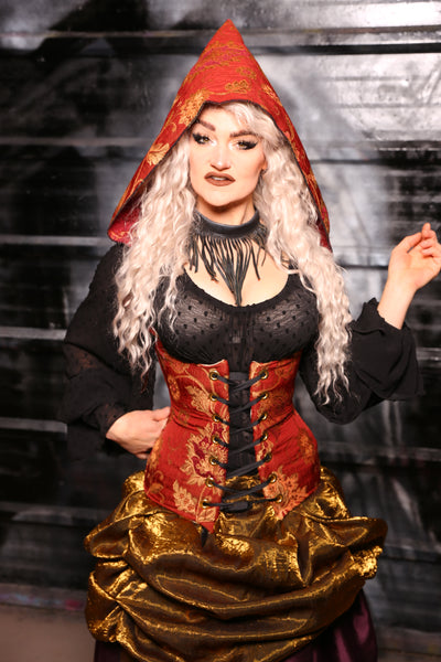 Hooded Vixen Corset In Cinnamon Scone Floral - “13 Days of Halloween 2024” Day 12