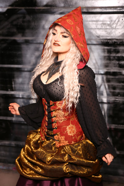 Hooded Vixen Corset In Cinnamon Scone Floral - “13 Days of Halloween 2024” Day 12