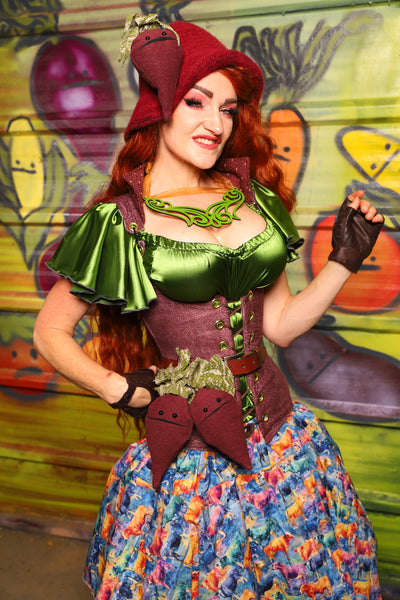 39. Vixen Underbust Corset in Beetroot Distressed Suede - The Hoedown Throwdown Collection