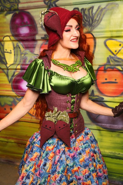 39. Vixen Underbust Corset in Beetroot Distressed Suede - The Hoedown Throwdown Collection
